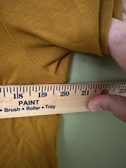 Eileen Fisher Tencel Tunic Sz SP Top Mustard Tan Short Sleeve Side Slit‎ Stretch - Picture 6 of 8